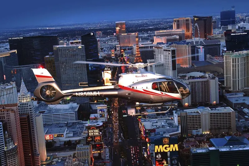 Helicopter Night Flight over the Strip